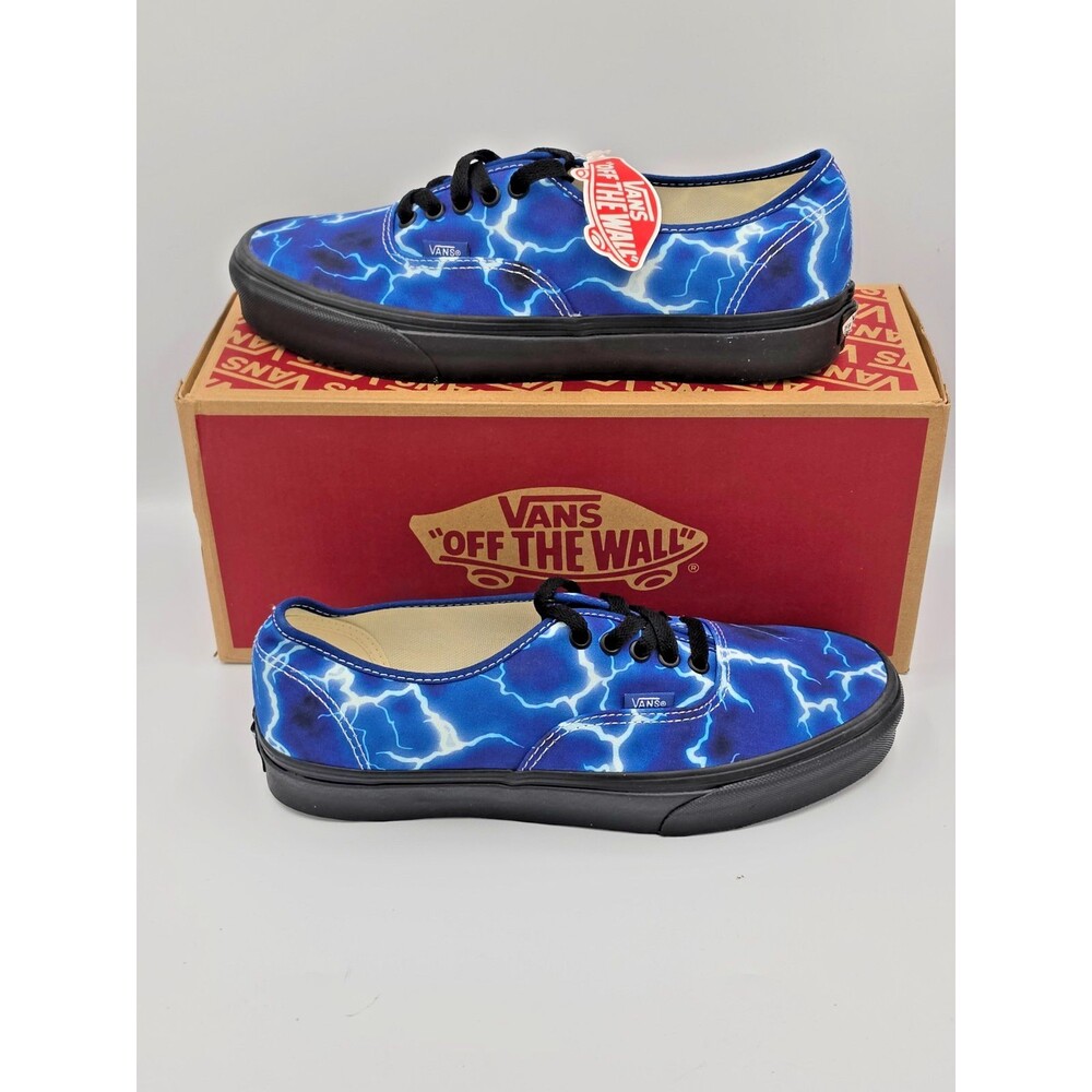 Vans Authentic Lightning Blue Black Mens 7 Womens 8.5 Canvas Sneakers NIB